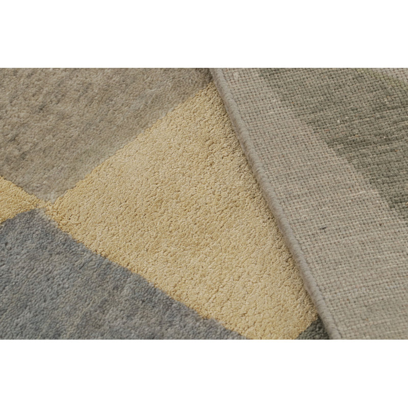 Rug & Kilim’S Mid-Century Modern Style Rug With Gray & Green Geometric Patterns, Rectangle 8'2" x 10'2"