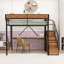 Lit mezzanine avec bureau intégré, prise de courant, bande DEL, panneau perforé, escalier de rangement et garde-robe-1424717536-1424717538