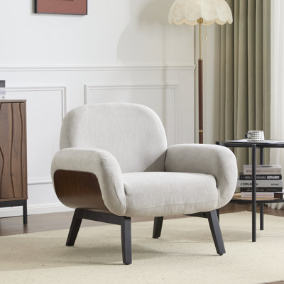 Chaise d'appoint rembourrée avec pieds en bois d'hévéa Yousef