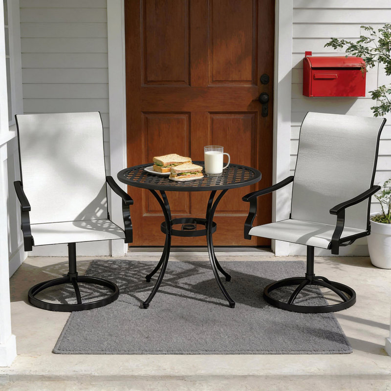 Ensemble de 2 chaises d'extérieur, chaises pivotantes, Crème