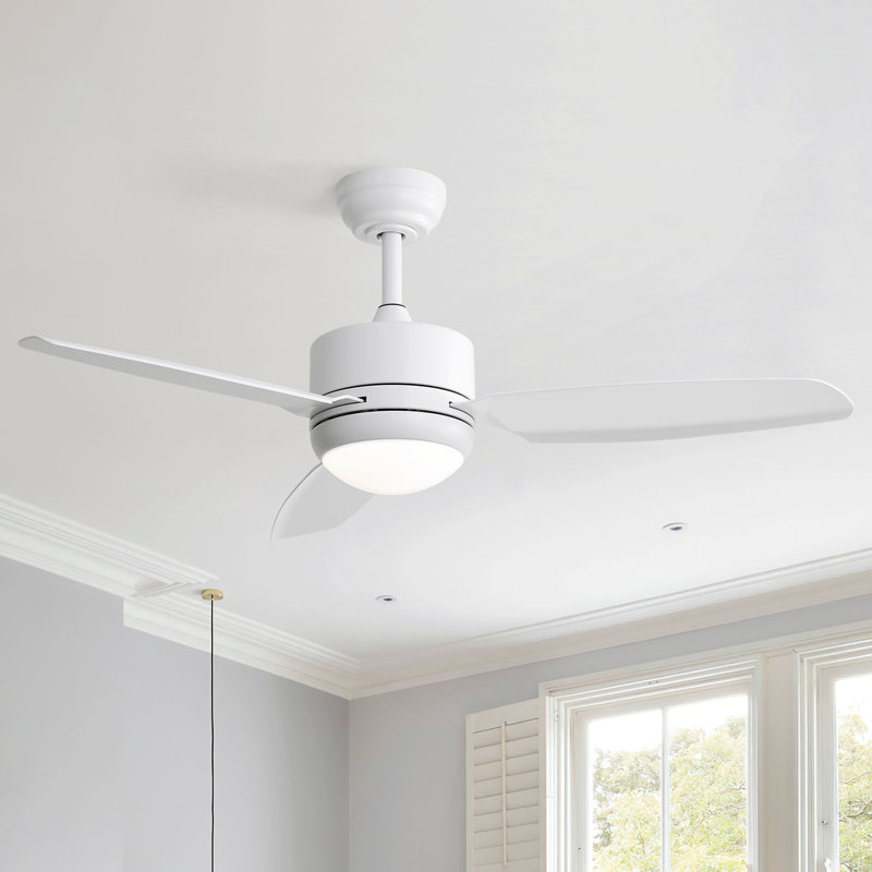 117CM 3-Blade Ceiling Fan with Lights, Remote Control, White, White
