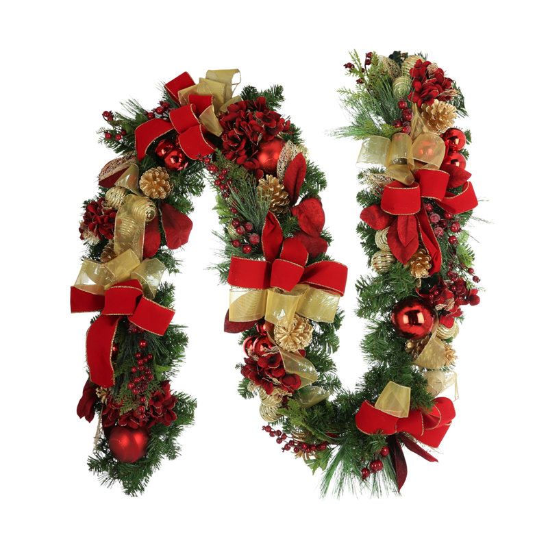 Red And Gold Magnolia Garland