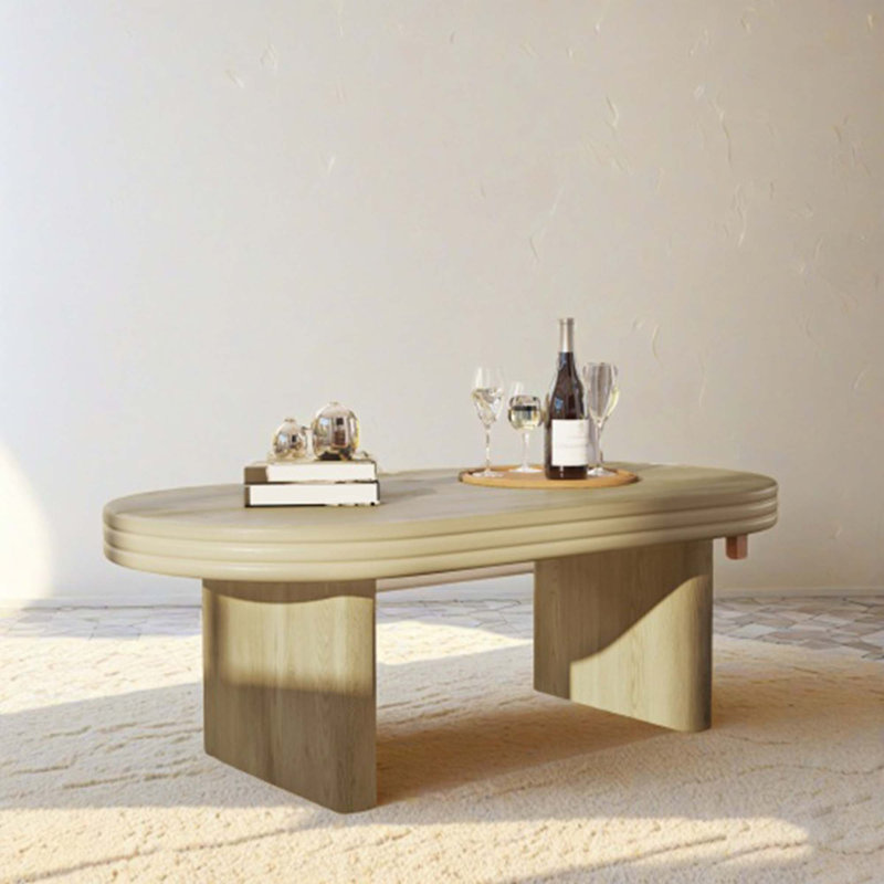 Table basse ovale moderne Mid Century, Naturel