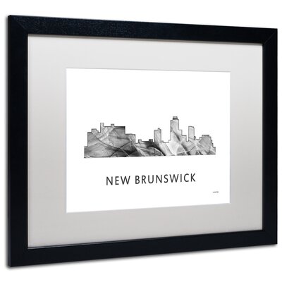 New Brunswick NJ Skyline WB-BW"" by Marlene Watson Framed Graphic Art -  Trademark Fine Art, MW0466-B1620MF