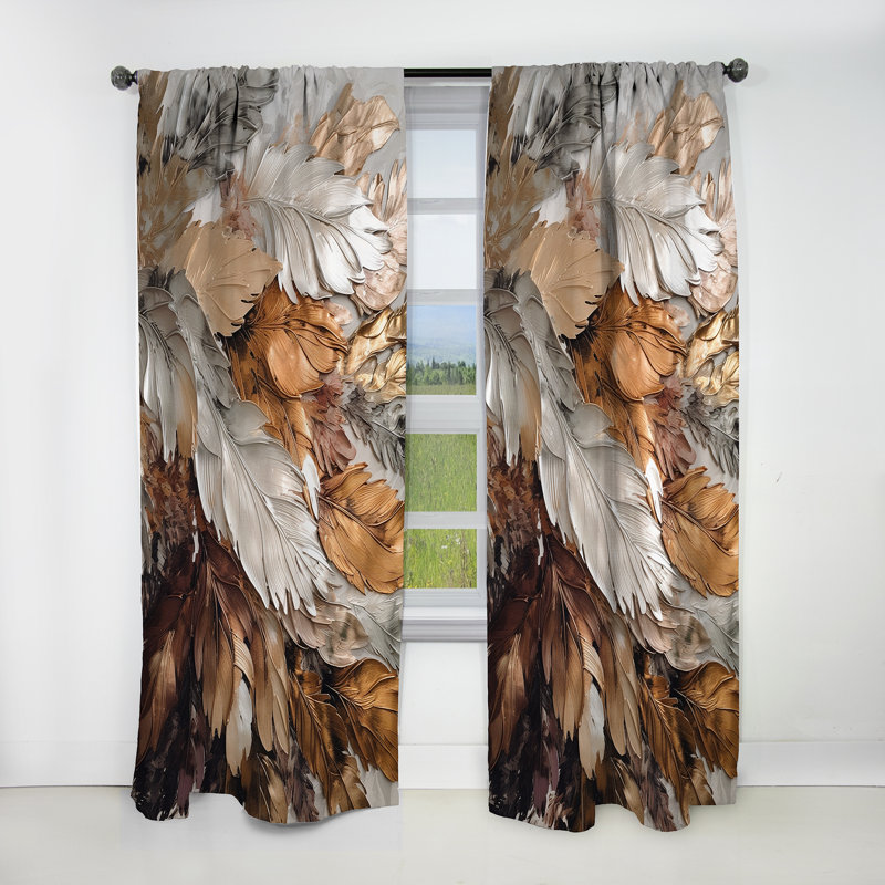 Cron - rideau occultant à motif floral plumes Glam - 1 panneau, L 52 po x L 120 po