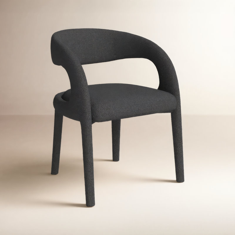 Hawkins Standard Upholstered Arm Chair, Fiqa Charcoal Boucle