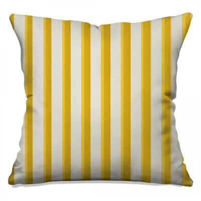 Yellow White Stripes Double Sided Throw Pillows