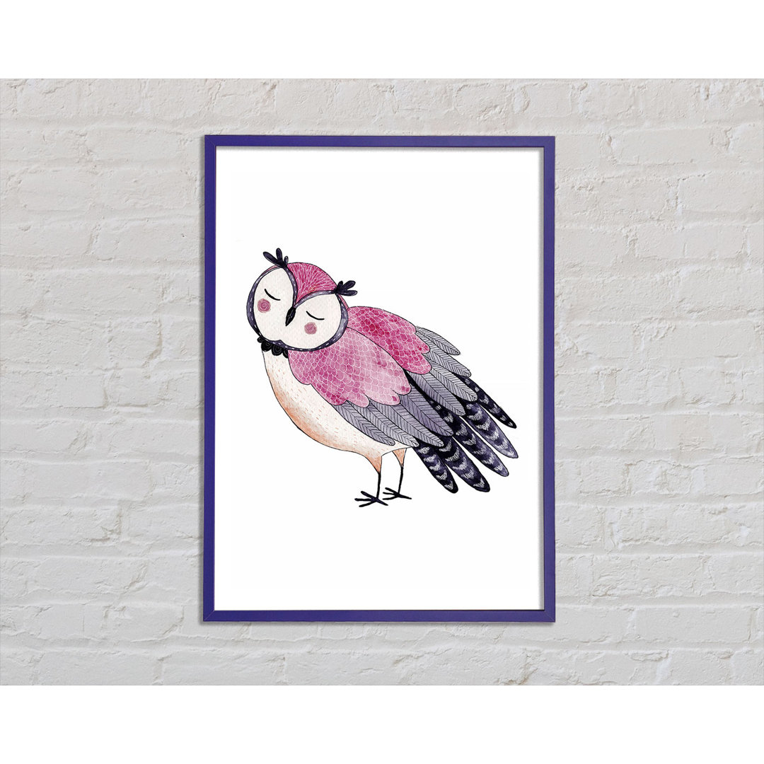 Teressa Pink Owl Gerahmter Druck Wandkunst