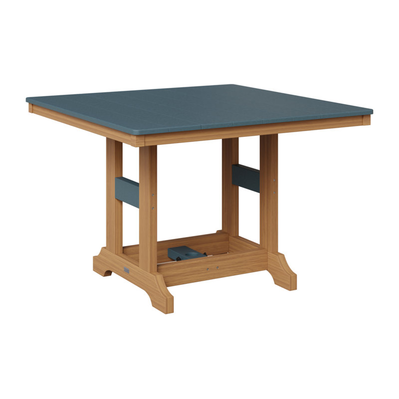 Garden Classic Outdoor Square Bar Table, Slate, Natural Teak