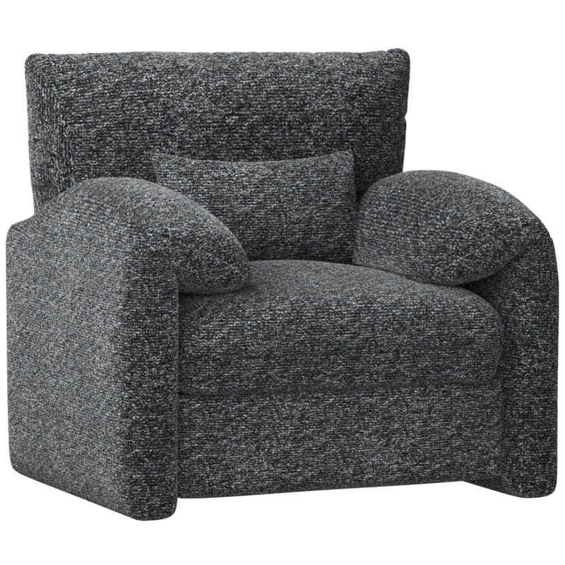 Upholstered Armchair, Black Chenille