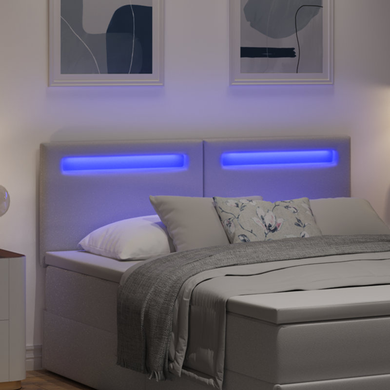 Headboard Plain Design Faux Leather, 98cm H x 144cm W x 5cm D, White, European Double (140 x 200 cm)