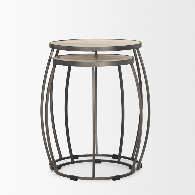 Pinero Solid Wood Top Nesting Tables, Natural