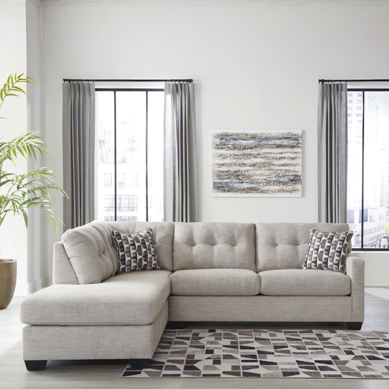 Upholstered L-Shaped Sectional, Left Hand Facing, Pebble