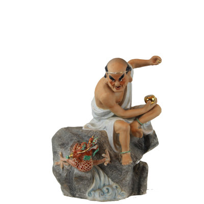 DC Chinese Kangxi Angry Man and Dragon Oriental Pottery Figurine