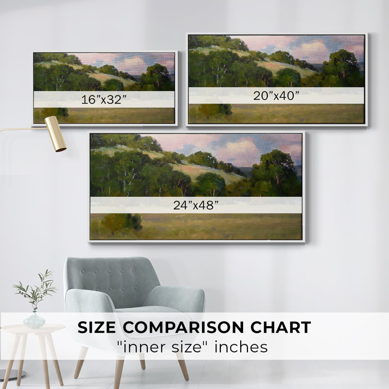«Landscape Series» -CCCLLXVVI - Toile tendue avec châssis encadré - Prêt à être accroché, H 21 po x l 41 po, Blanc