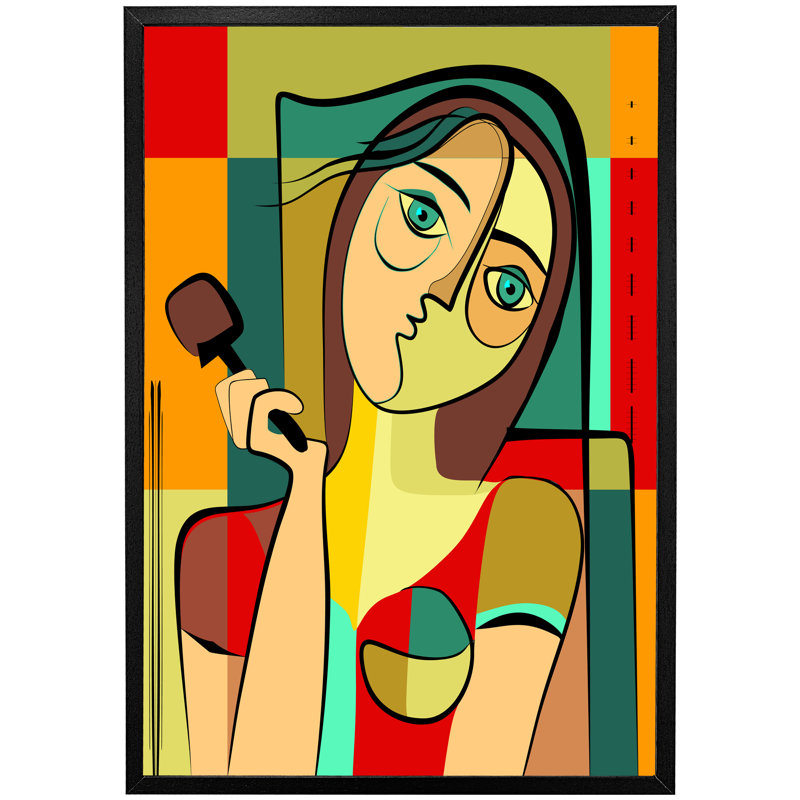 Asefa Woman With Chocolate In Hand - Single Picture Frame Print, 114cm H x 76cm W x 4cm D, Black Framed