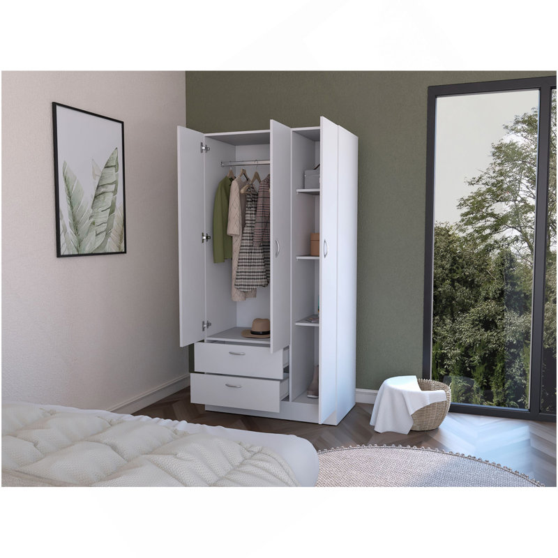 Armoire Haddam, chambre à coucher, blanc, Blanc