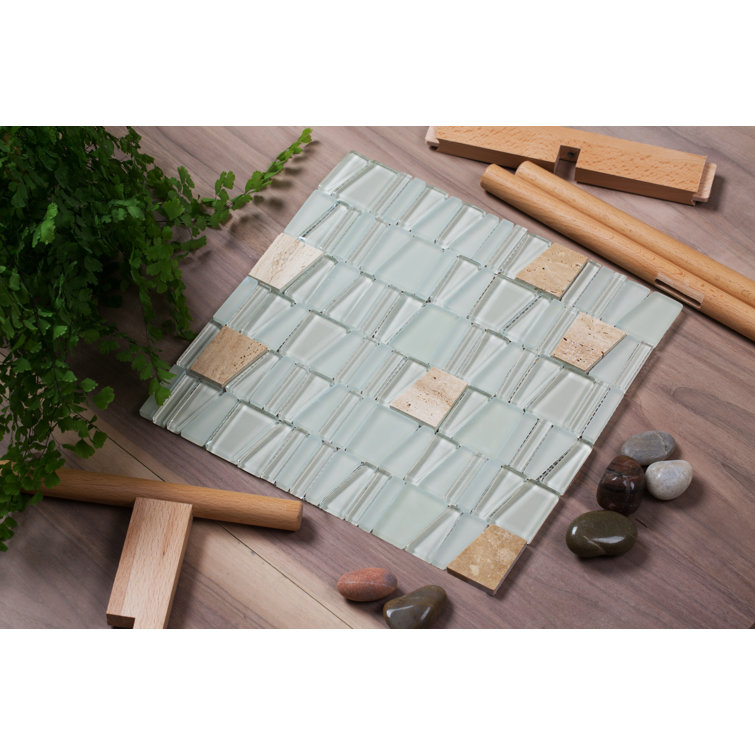 Avery Random Sized Natural Stone/Glass Random Mosaic Wall Tile