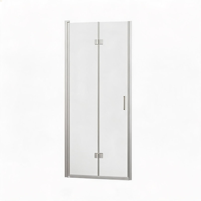 36 inch x 72 inch Chrome Frameless Tempered Glass Bifold Shower Door with Adjustable Pivot Swing