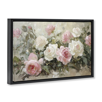 Rose Bouquets Pink and White Floating Frame, design by Petal Prints Design
