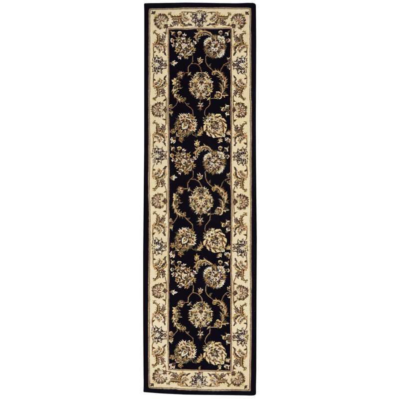 Tapis noir Corina, Tapis de couloir 2 pi 3 po x 8 pi