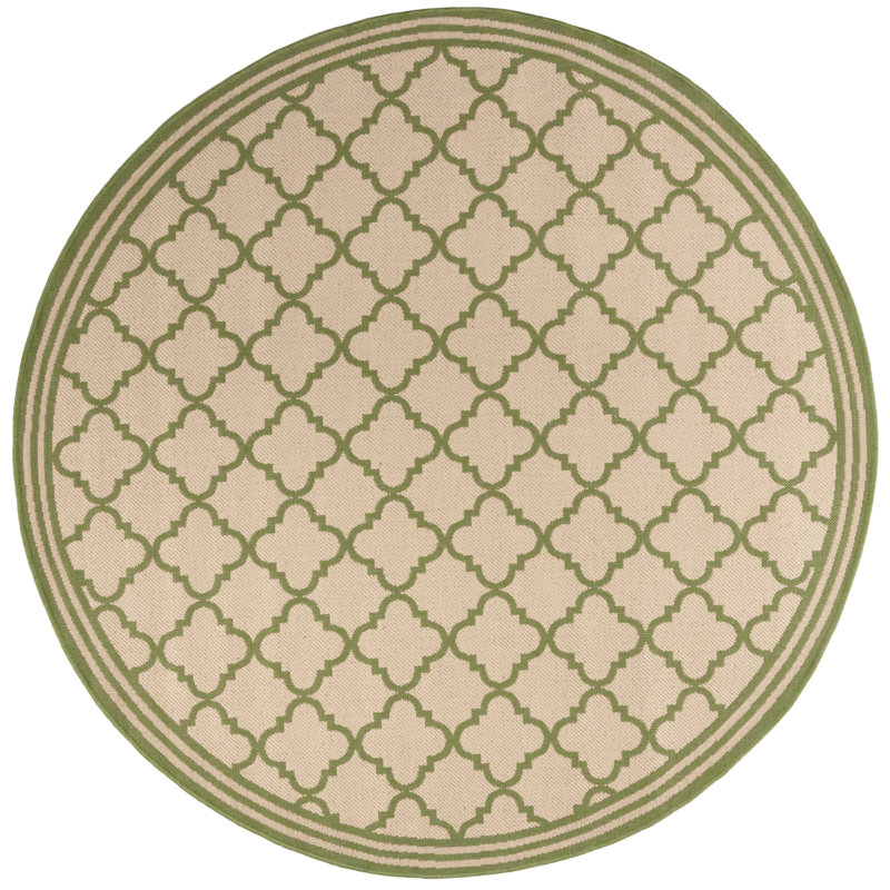 Tapis d'intérieur / extérieur à motif géométrique 100 pièces Ferrill, Rond 6 pi 7 po