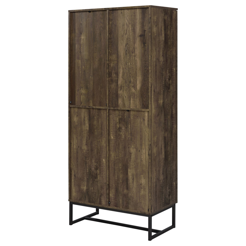 Armoire d'appoint à 8 tablettes en chêne rustique et bronze industriel Gunderson
