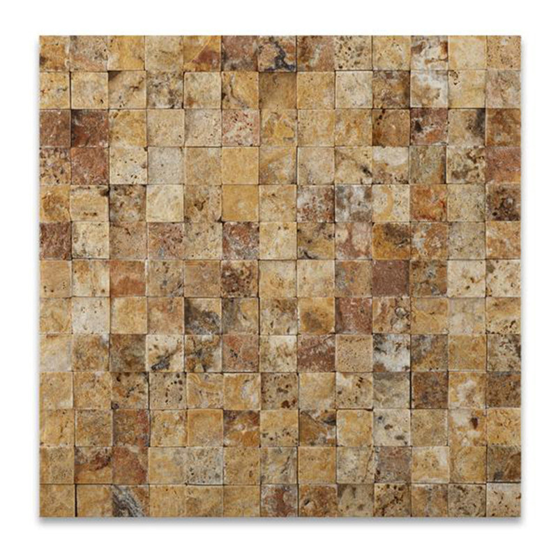 Scabos Travertine Grid Mosaic Wall & Floor Tile