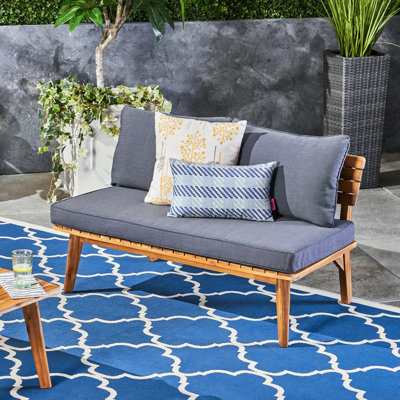 Contemporary Style Outdoor Furniture With Gray Seat Cushion And Wood Pad