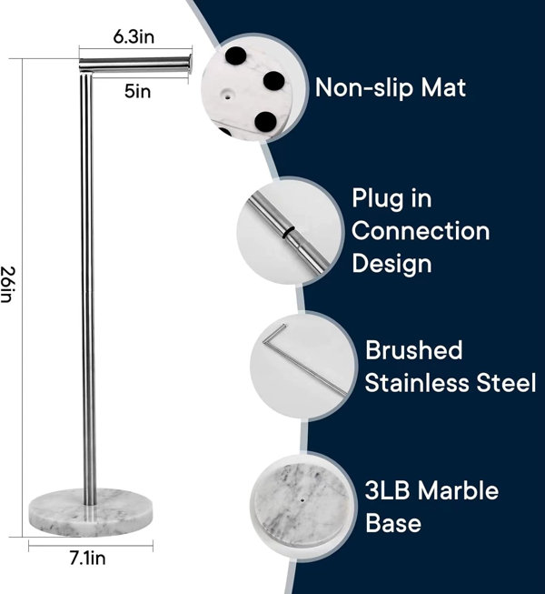 Rotating Standing Toilet Paper Holder丨Holder Stand with Modern Marble  Base丨Free Standing Toilet Paper Holder with Reserve, Freestanding Tissue  Roll