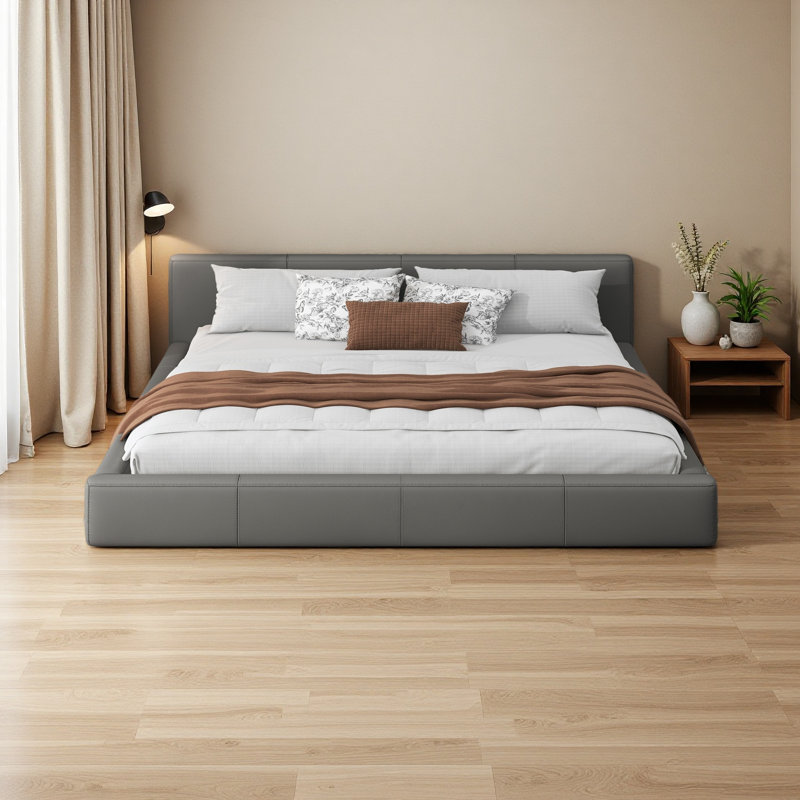[Lit rembourré gris élégant] - Le choix idéal pour votre chambre à coucher, Très grand