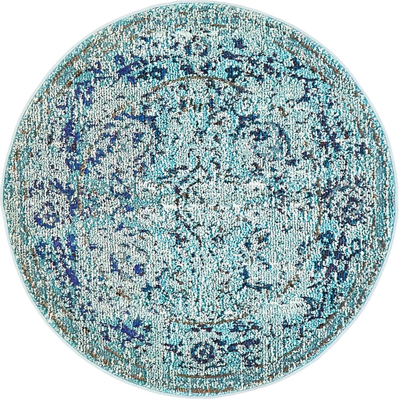 Colfin Washable Floral Indoor Rug, Round 3'3"
