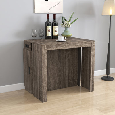 Table de salle à manger extensible moderne multifonctionnelle avec prise de courant, table extensible peu encombrante avec rangement pour les fêtes, les mariages, les réunions et les célébrations