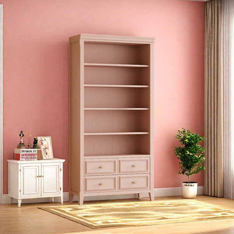 American style pink furniture bookcase, (5 Shelves) 74.8"H x 31.5"W x 13.78"D