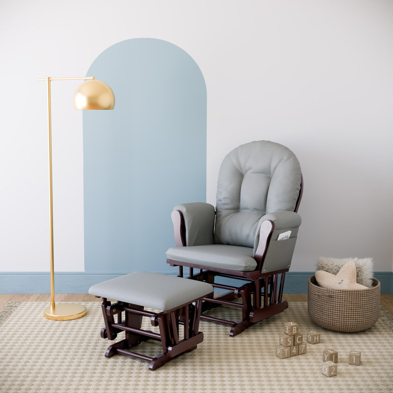 Hoop Glider with Ottoman, Espresso, Light Gray