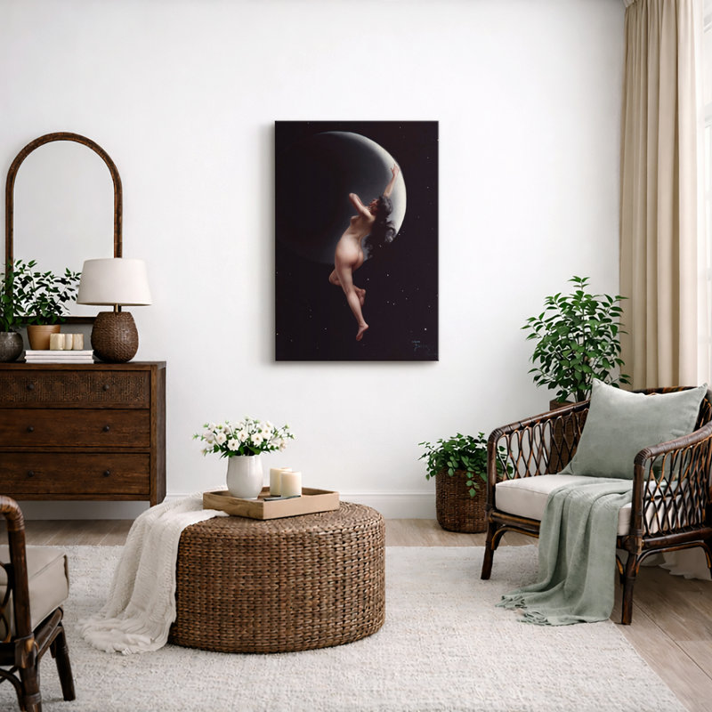 Illustration de déesse céleste au clair de lune, images de personnages mythiques, impression sur toile encadrée