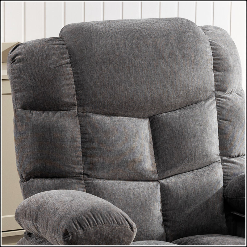 Fauteuil à bascule massant, inclinable et massant pour adultes avec 2 porte-gobelets, Tissu gris