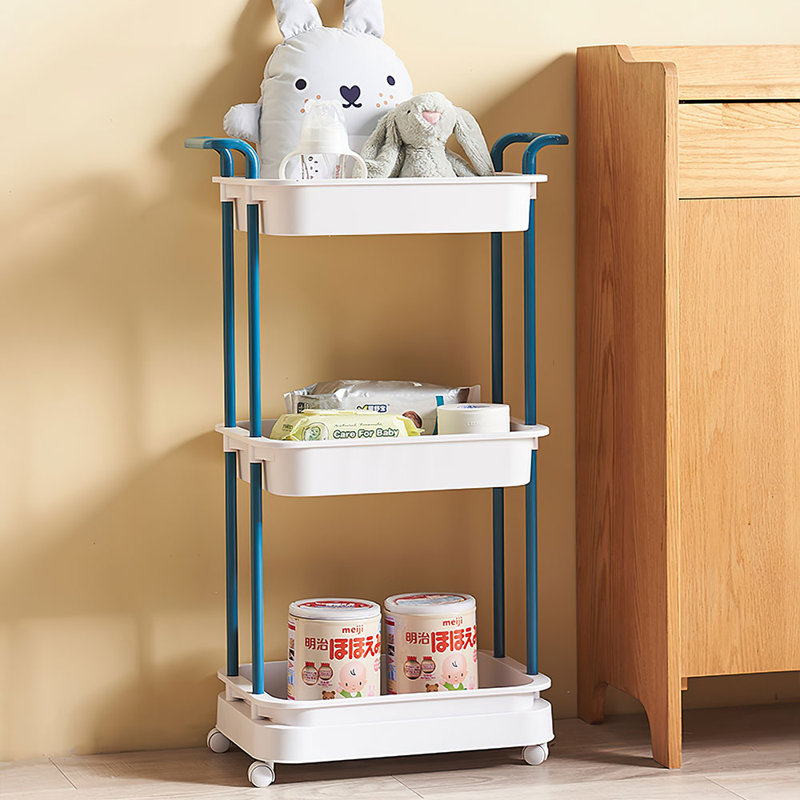 34.5'' H x 20.8'' W Utility Cart with Wheels, Blue/White