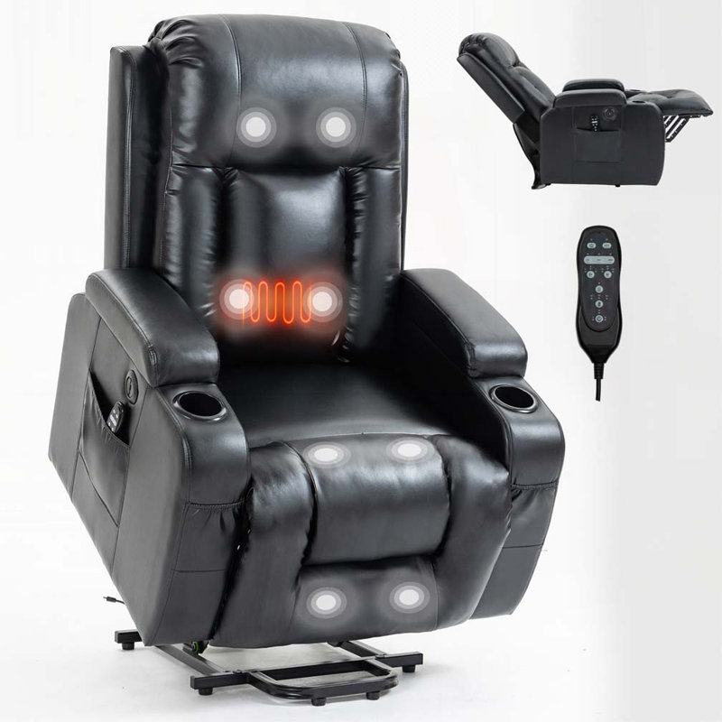 Fauteuil inclinable Power Lift avec mécanisme de mouvement robuste avec massage par vibration à 8 points et chauffage lombaire