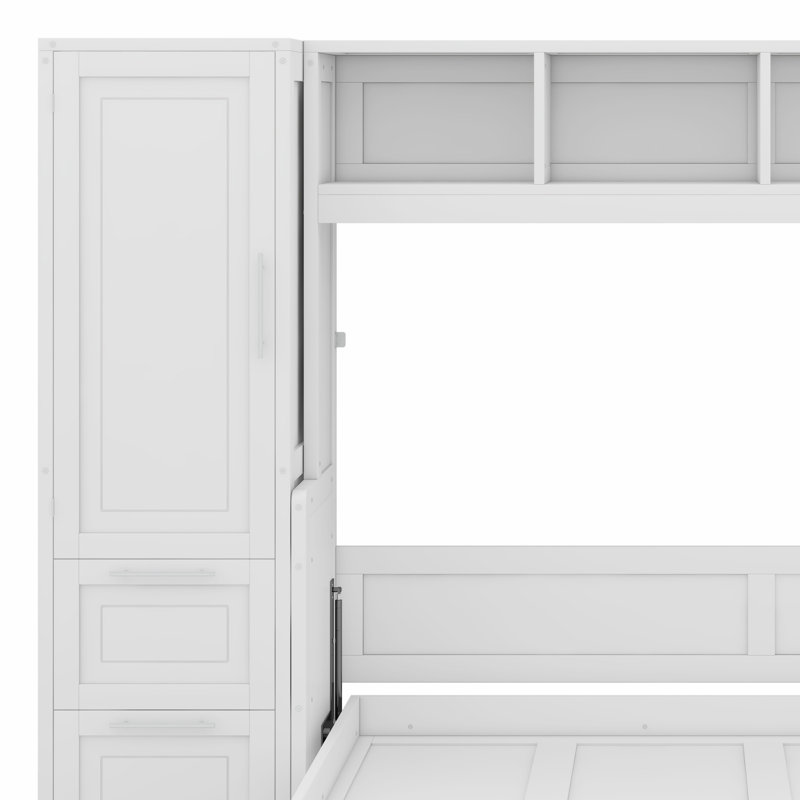 Lit escamotable Murphy avec placard et tiroirs, Blanc