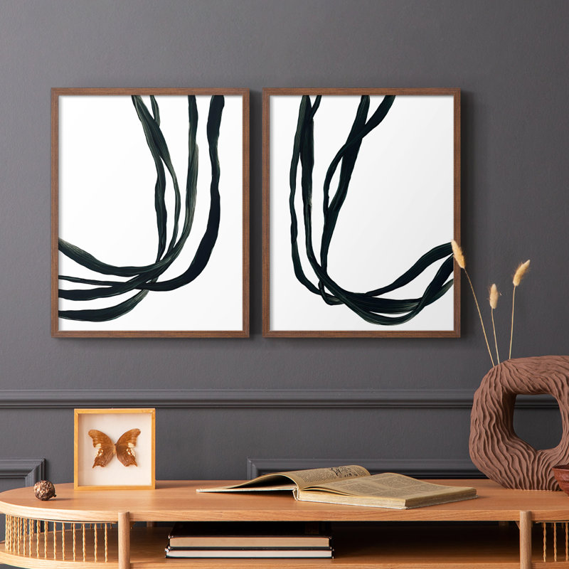 Onyx Ribbon I-Premium, impression encadrée - prête à être accrochée - aucun clou requis - aucun clou requis, Noyer