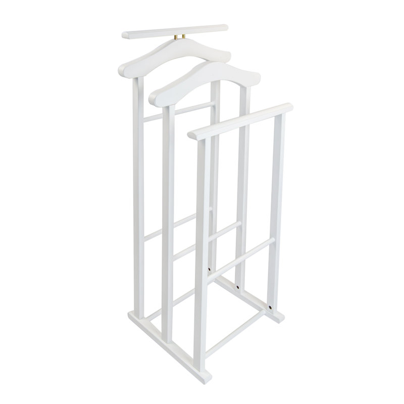 Bragg Solid Wood Freestanding Valet Stand, White