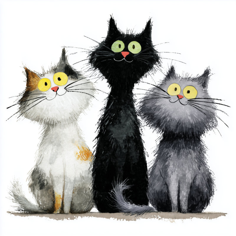 «Bright Eyed Cats», art mural sur toile tendue