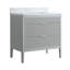 Meuble-lavabo autoportant de 36 po entièrement assemblé avec structure en bois massif et plateau en marbre d'ingénierie-722184732