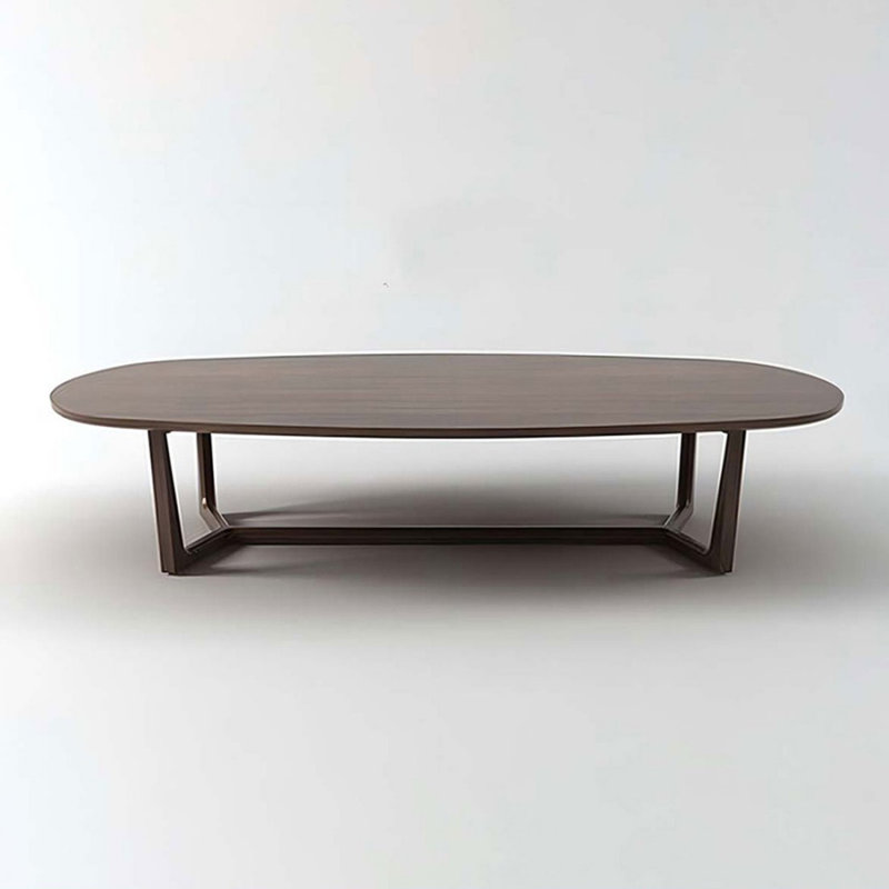 Table basse ovale en bois massif rétro brun, H 15,75 po x L 39,37 po x l 23,62 po