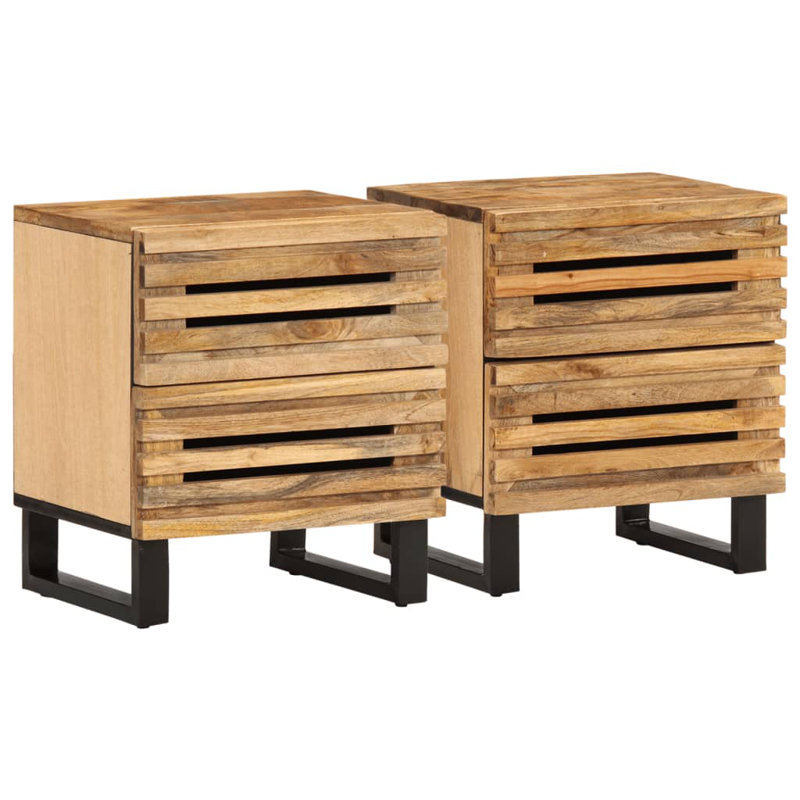 40cm W Steel Bedside Table, Natural