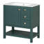 30 Inches Transitional Style Bathroom Vanity Cabinet Combo with Ceramic Sink, Blue-271668299
