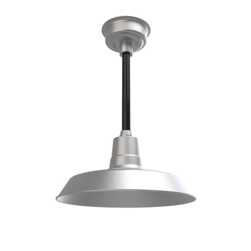 Luminaire suspendu en forme de dôme à 1 lumière DEL Haleigh, H 48 po x l 16 po x P 16 po, Argent galvanisé / noir