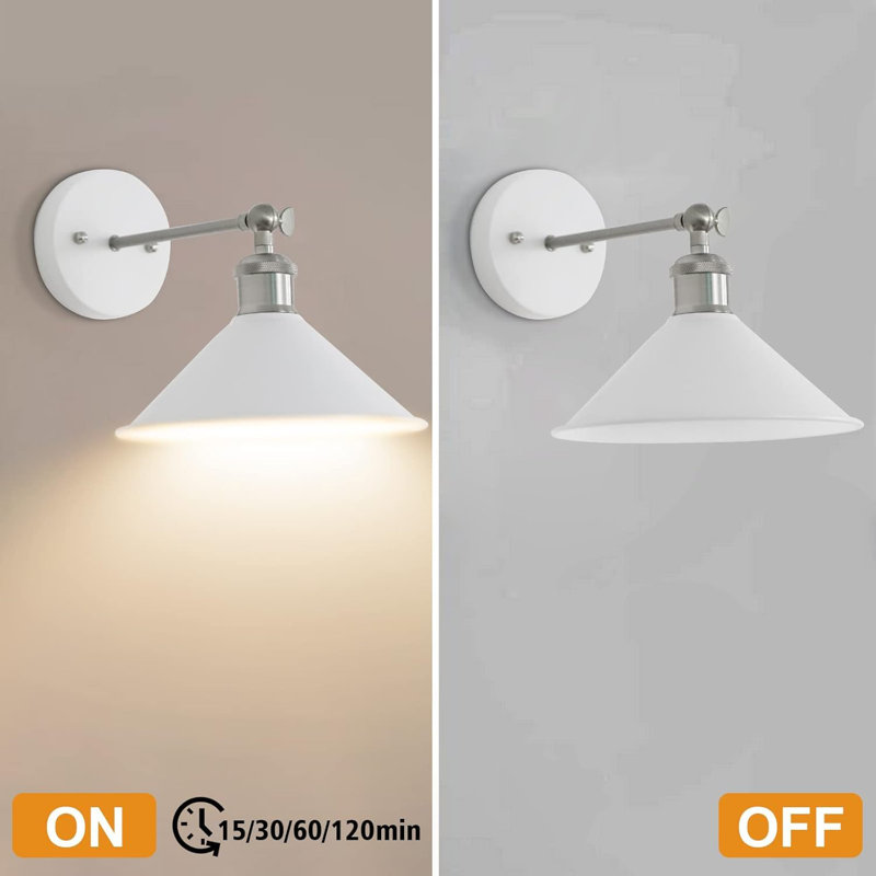 Wireless Battery Operated Wall Lights Set Of Two - Dimmable 3000K-6000K White Wall Sconces With Remote Control - Modern And Easy To Install For Bedroom And Living Room