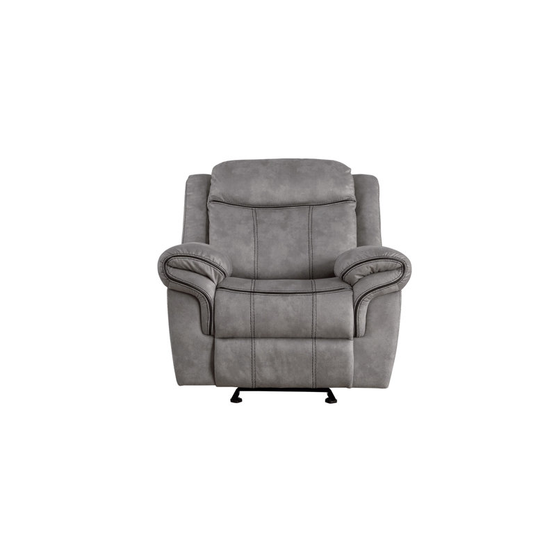 Jemma 42" W Velvet Manual Glider Standard Recliner Living Room Side Chair, Gray Brown